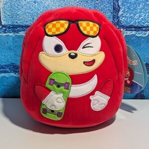 New Squishmallows 7" Inch Sonic The Hedgehog Knuckles w/ Skateboard & Sunglasses